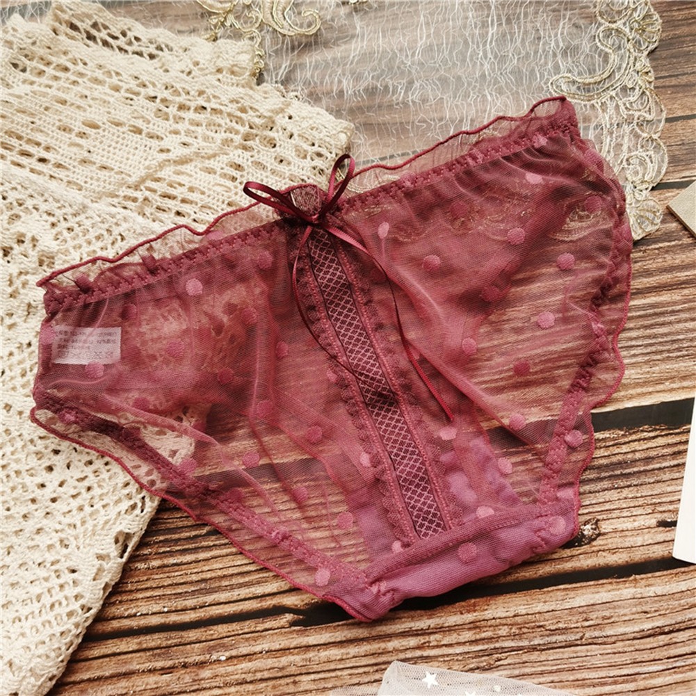 Women Polka Dot Ruffled Lace Underwear Thin Cotton Panties for Holiday - Picture 21 of 21