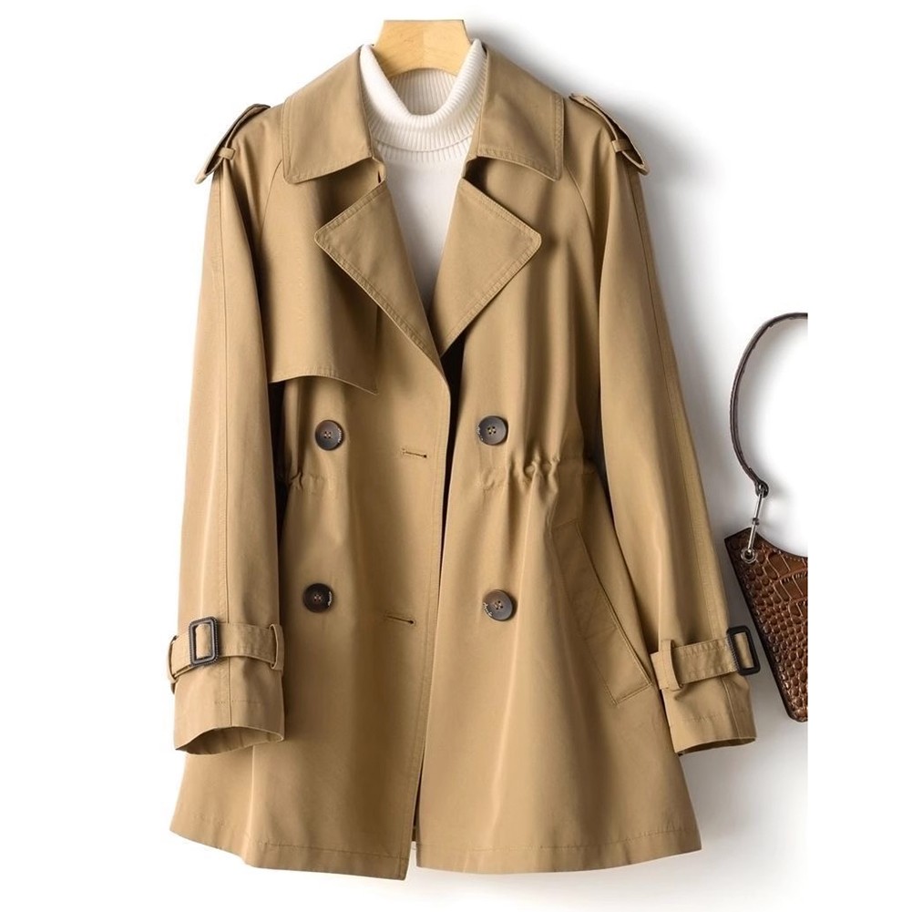 Womens Lightweight Trench Coat with Long Sleeves Suitable for Autumn Wear - Picture 8 of 14
