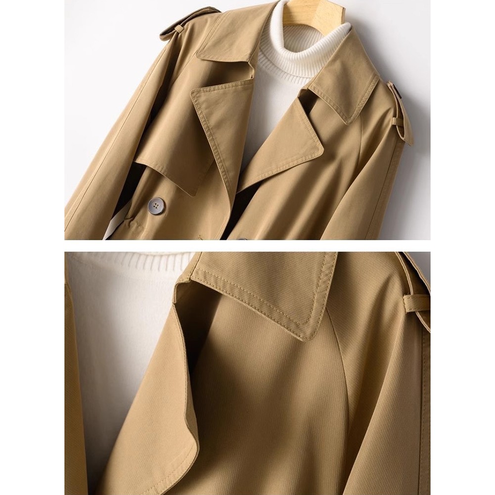 Womens Lightweight Trench Coat with Long Sleeves Suitable for Autumn Wear - Picture 10 of 14