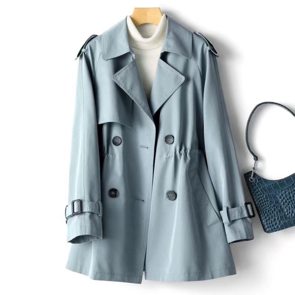 Womens Lightweight Trench Coat with Long Sleeves Suitable for Autumn Wear - Picture 12 of 14