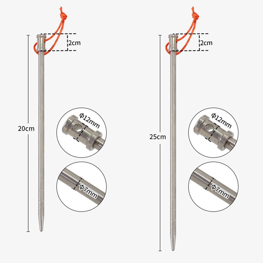 Tent Pegs with Reflective Rope Made from Lightweight Titanium Material