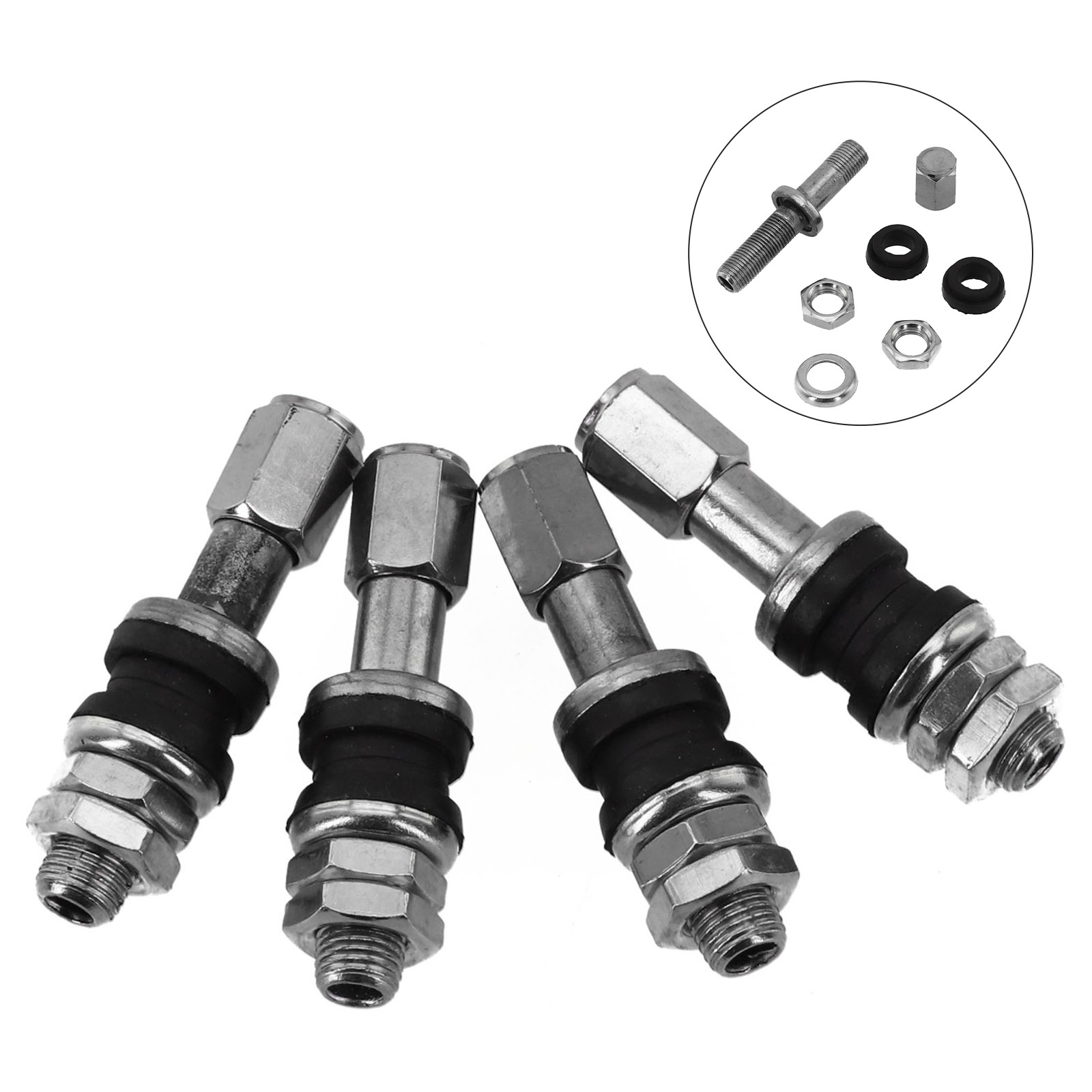Silver TR48e Bolt Screw On Valve Stem Set with High Universality Fitment (4Pcs) - Picture 5 of 18