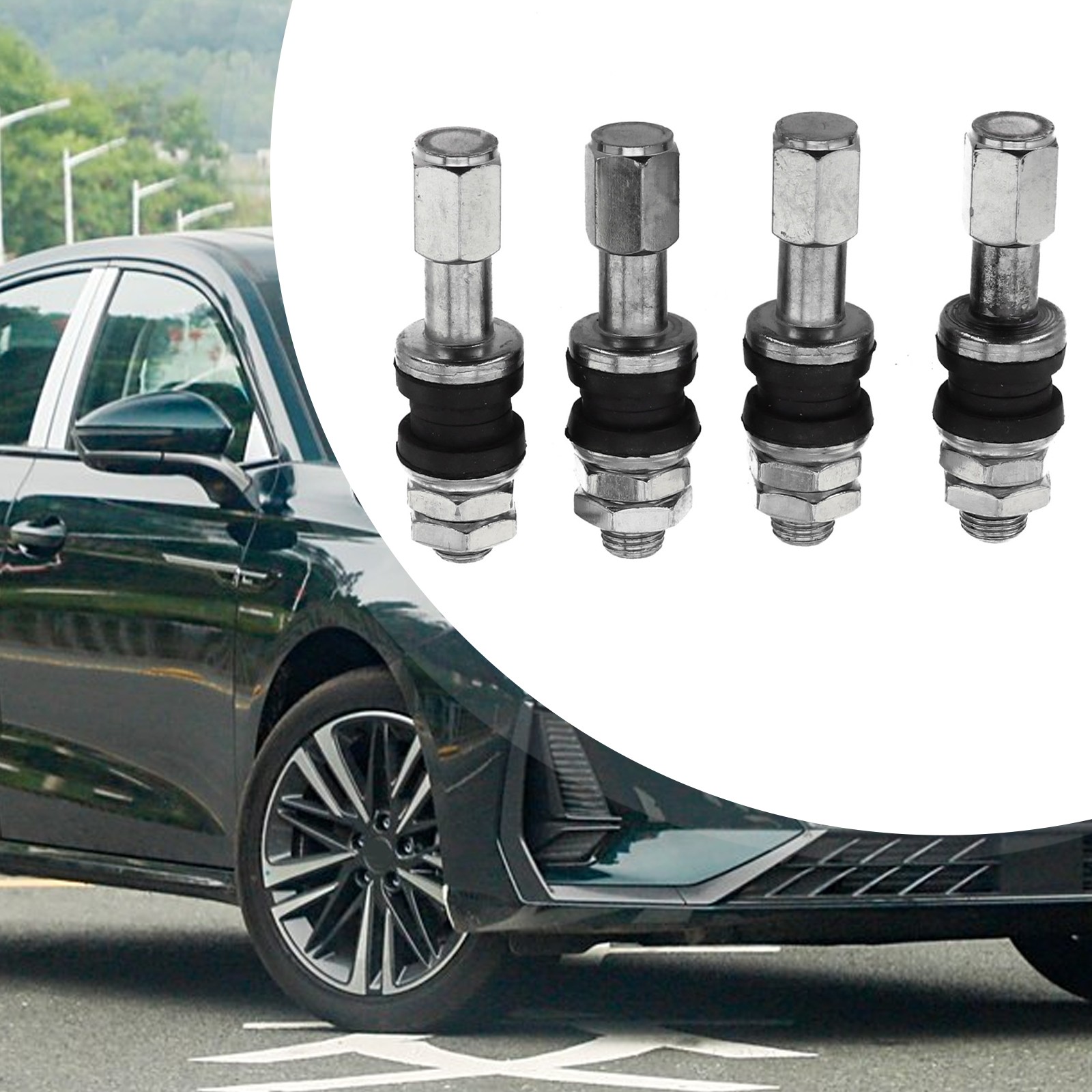 Silver TR48e Bolt Screw On Valve Stem Set with High Universality Fitment (4Pcs) - Picture 3 of 18