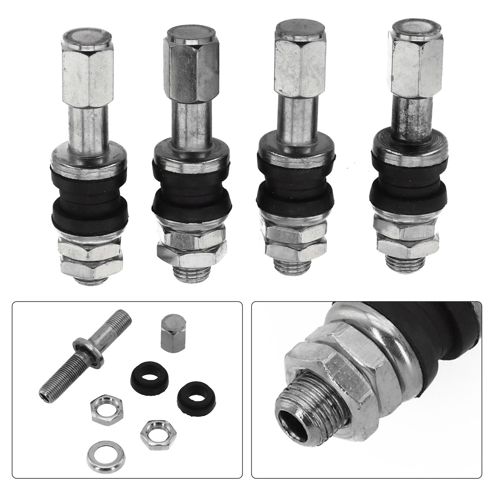 Silver TR48e Bolt Screw On Valve Stem Set with High Universality Fitment (4Pcs) - Picture 4 of 18