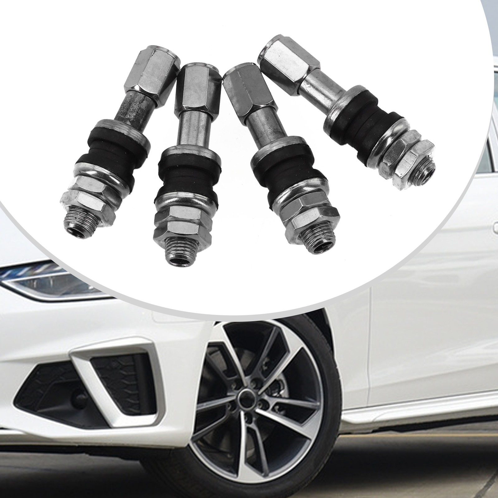 Silver TR48e Bolt Screw On Valve Stem Set with High Universality Fitment (4Pcs) - Picture 1 of 18