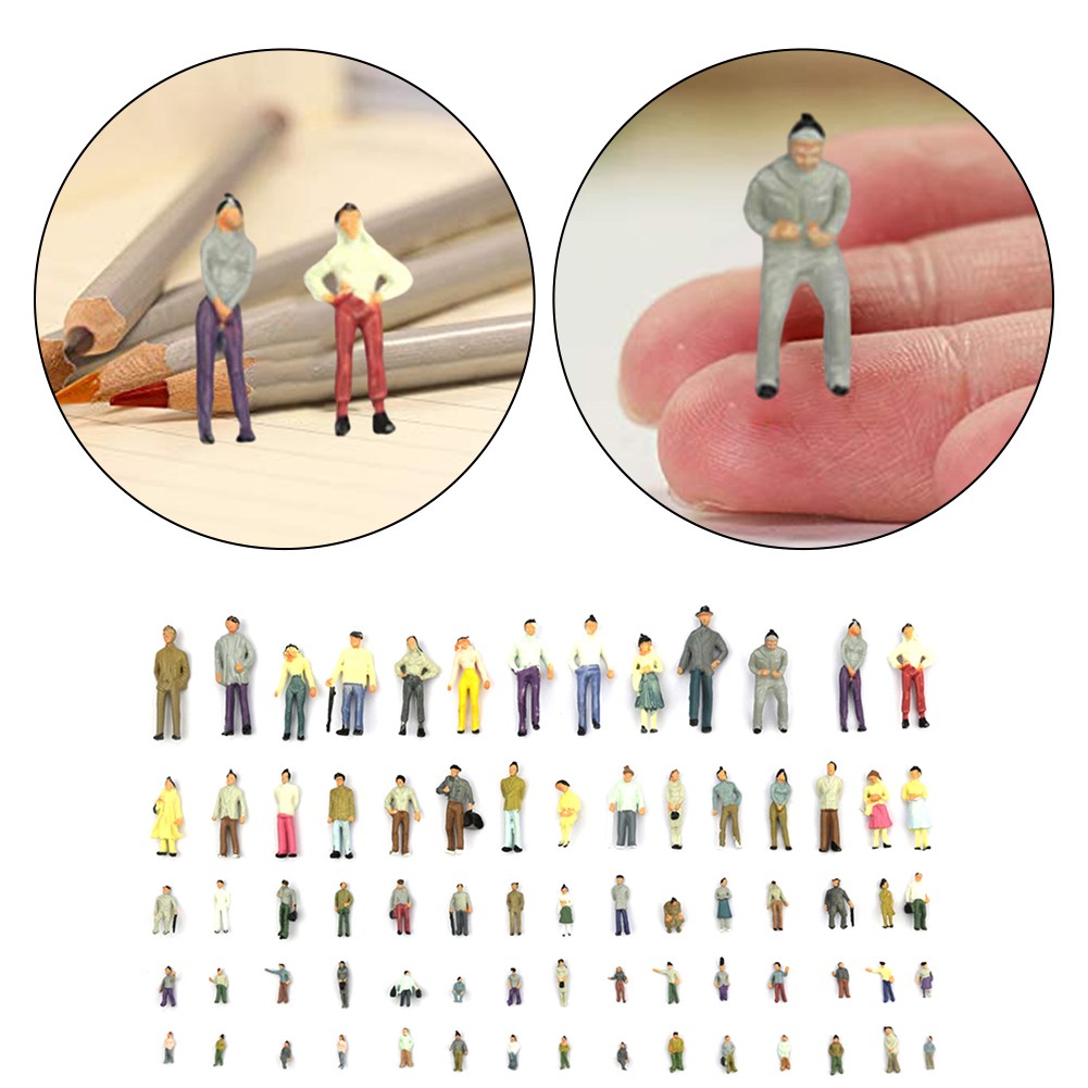 Lot de 100 figurines miniatures peintes à l'échelle 1/75