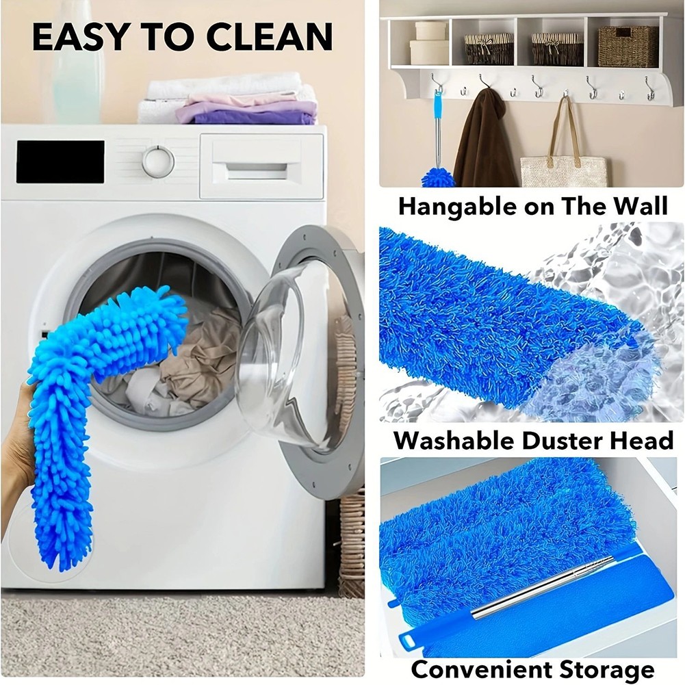 Balai Microfibre Extensible 2,5m (100") - Poignée Longue Pour Poussière - Plafonds, Ventilos, Meubles