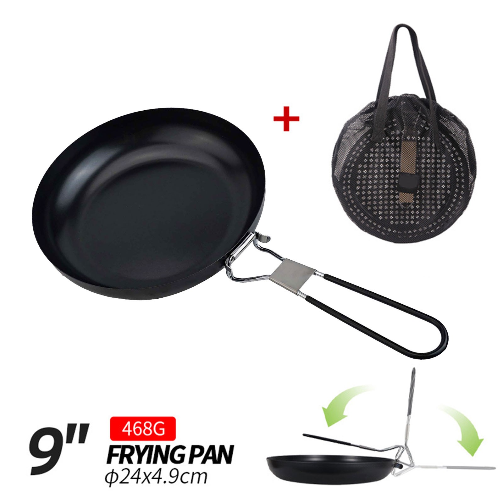 Antihaft Bratpfanne mit klappbarem Griff perfekt für Outdoor Camping Kochgeschi - Bild 13 von 36
