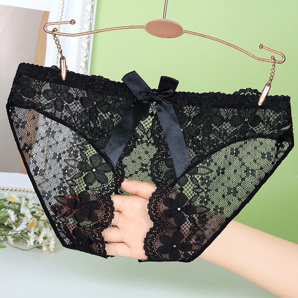 Womens Trendy Mesh Underwear with Beautiful Bow and Crotchless Feature - Picture 14 of 31