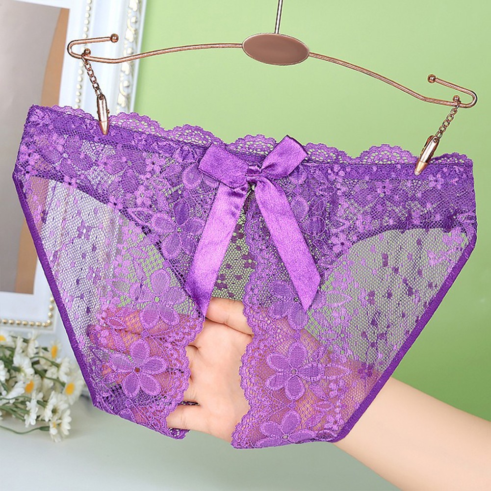 Womens Trendy Mesh Underwear with Beautiful Bow and Crotchless Feature - Picture 27 of 31
