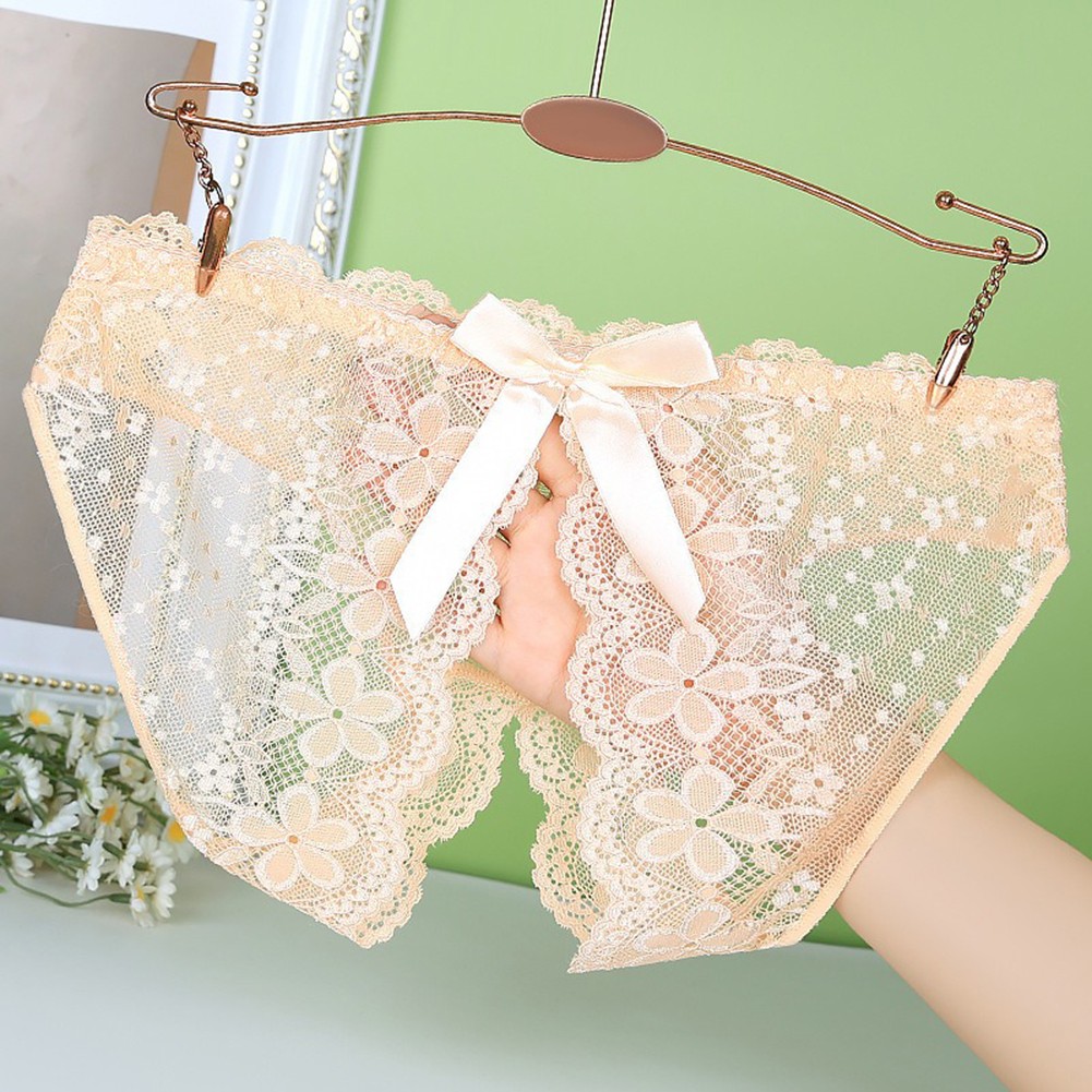Womens Trendy Mesh Underwear with Beautiful Bow and Crotchless Feature - Picture 11 of 31