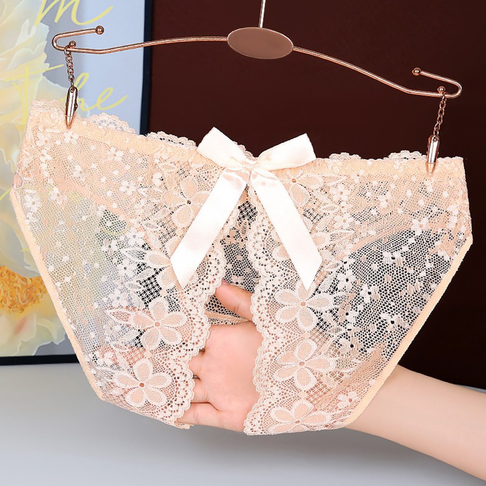 Womens Trendy Mesh Underwear with Beautiful Bow and Crotchless Feature - Picture 13 of 31