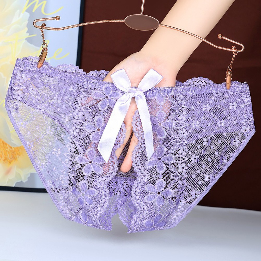 Womens Trendy Mesh Underwear with Beautiful Bow and Crotchless Feature - Picture 26 of 31