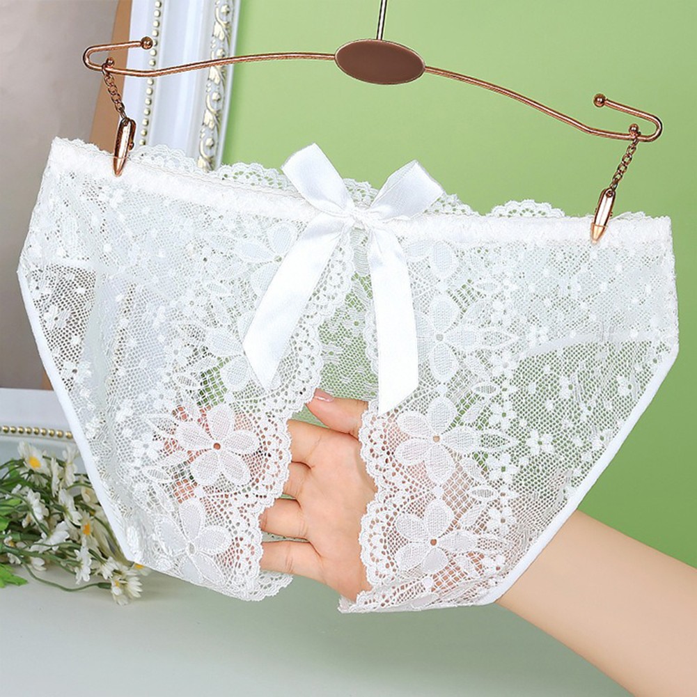 Womens Trendy Mesh Underwear with Beautiful Bow and Crotchless Feature - Picture 9 of 31