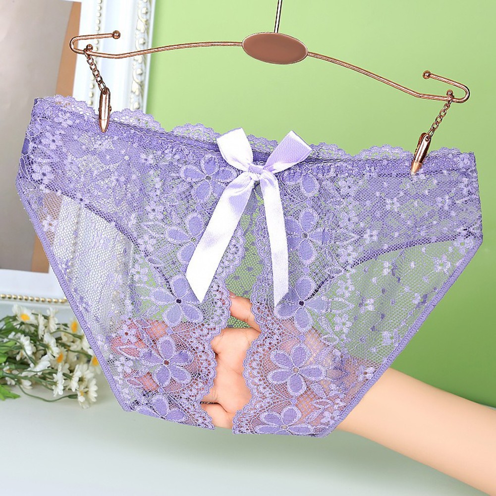 Womens Trendy Mesh Underwear with Beautiful Bow and Crotchless Feature - Picture 24 of 31