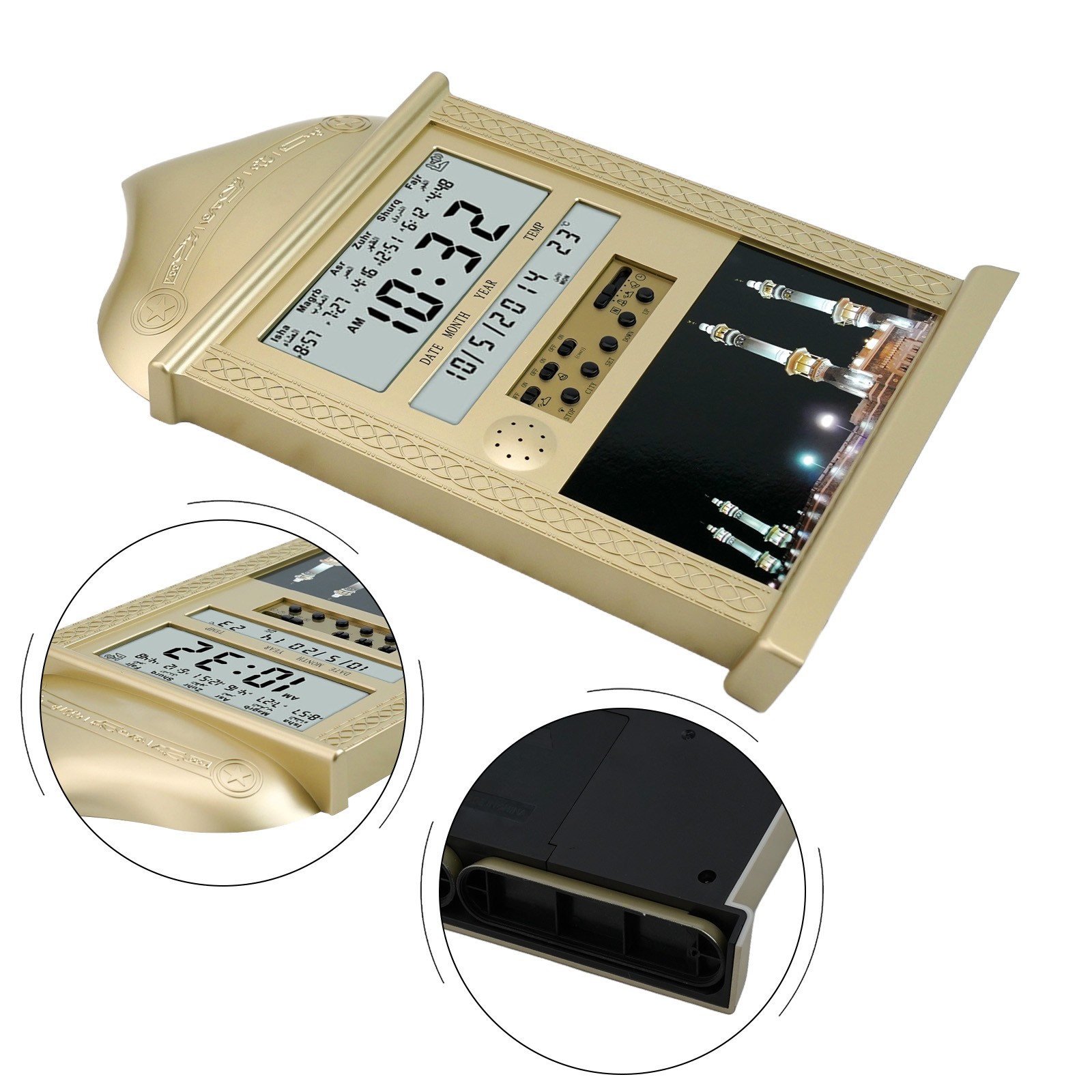 Azan Wall Clock Alarm for Muslim Prayer Adjustable Prayer Time Deviation
