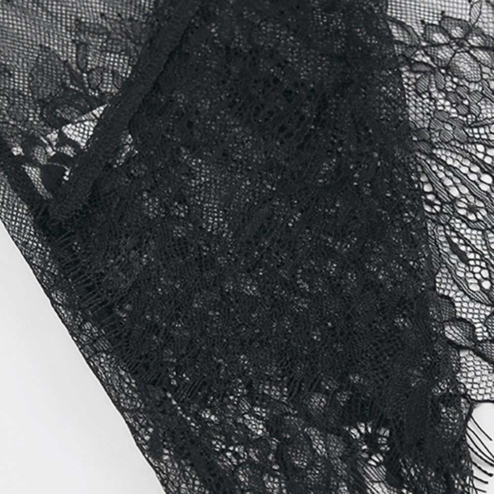 Robe noire tendance femme en dentelle avec motif mode perspective et manches longues