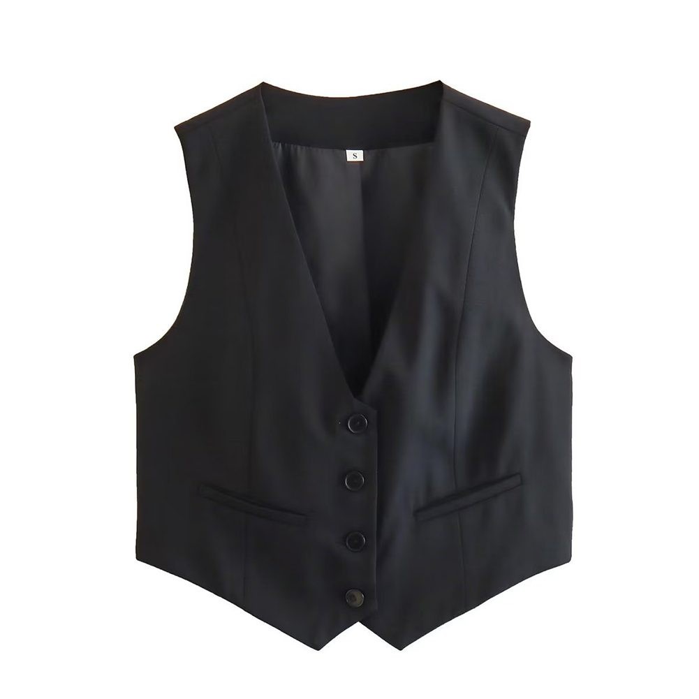 Sleeveless Fashion Waistcoat for Women with Stylish Front Button Design