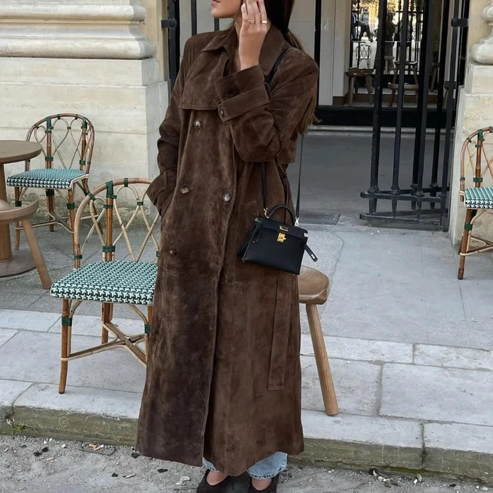 Eleganter langer Damen Windschutz Mantel mit Gürtel für Herbst- und Wintermode - Bild 16 von 48