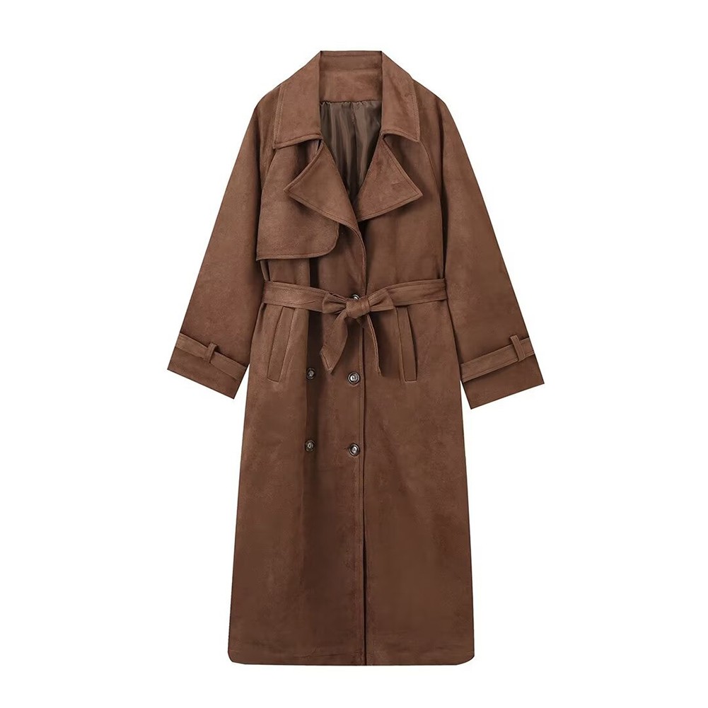 Eleganter langer Damen Windschutz Mantel mit Gürtel für Herbst- und Wintermode - Bild 44 von 48