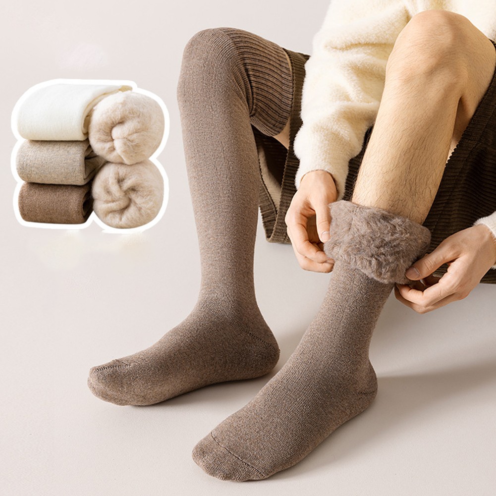 Soft Fleece Plush Long Thermal Winter Socks for Men’s Home Warmth-image