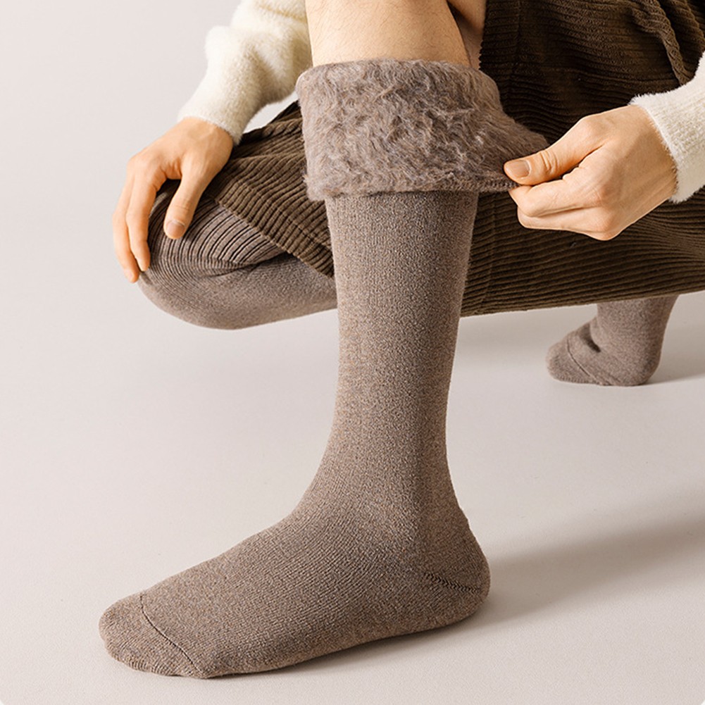 Soft Fleece Plush Long Thermal Winter Socks for Men’s Home Warmth-image