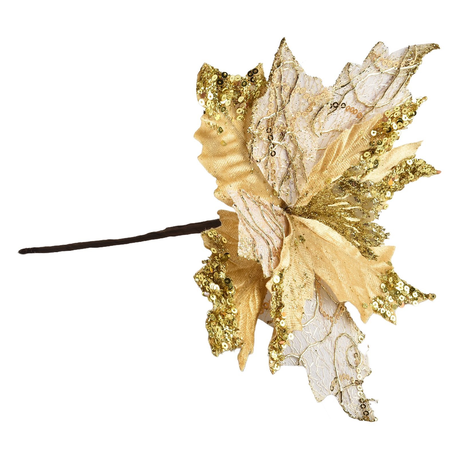 как выглядит Glitter Poinsettia Flower Hanging Ornament for Christmas Tree Decoration фото