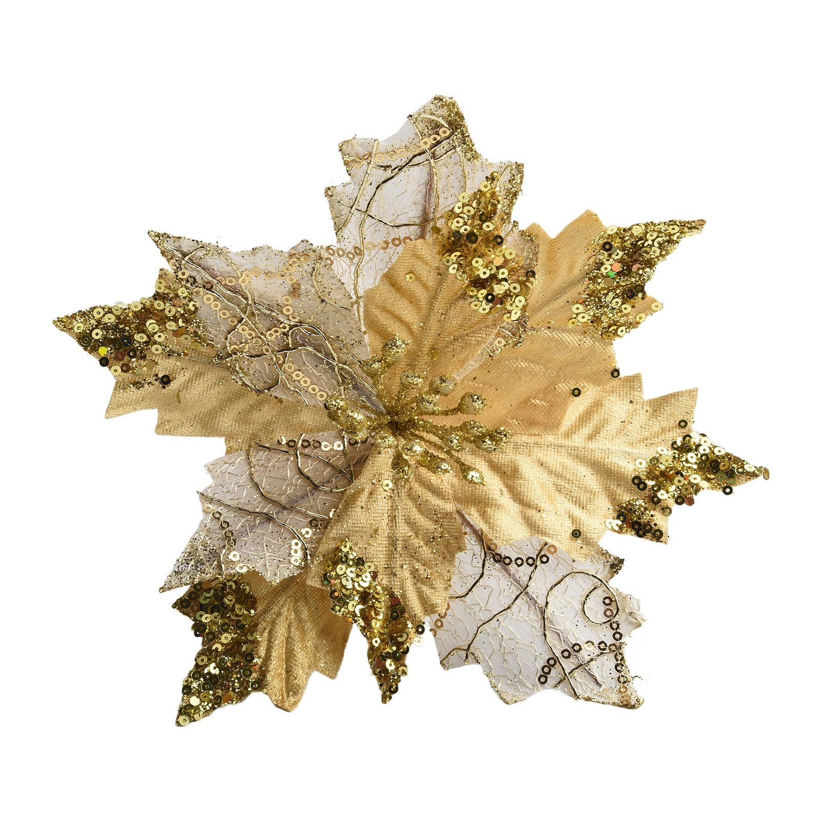 как выглядит Glitter Poinsettia Flower Hanging Ornament for Christmas Tree Decoration фото