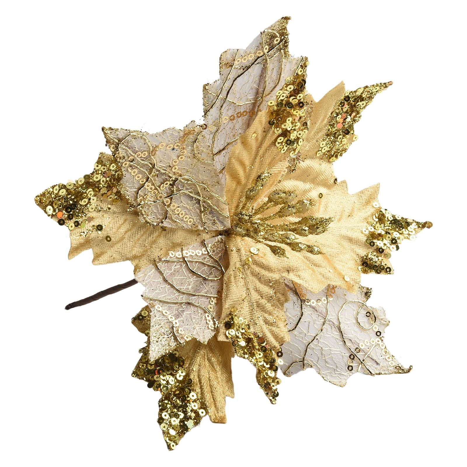 как выглядит Glitter Poinsettia Flower Hanging Ornament for Christmas Tree Decoration фото