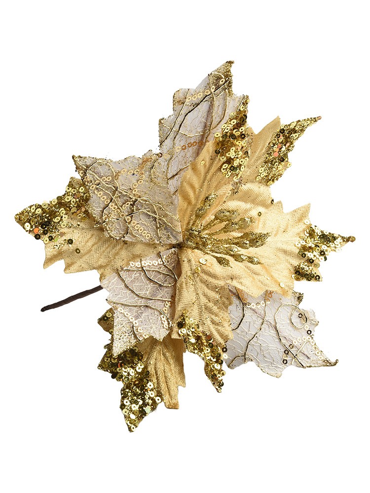 как выглядит Glitter Poinsettia Flower Hanging Ornament for Christmas Tree Decoration фото