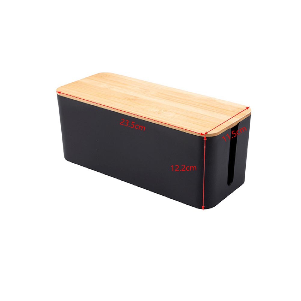 Functional Cable Storage Solution with Wooden Lid for Home and Office Use