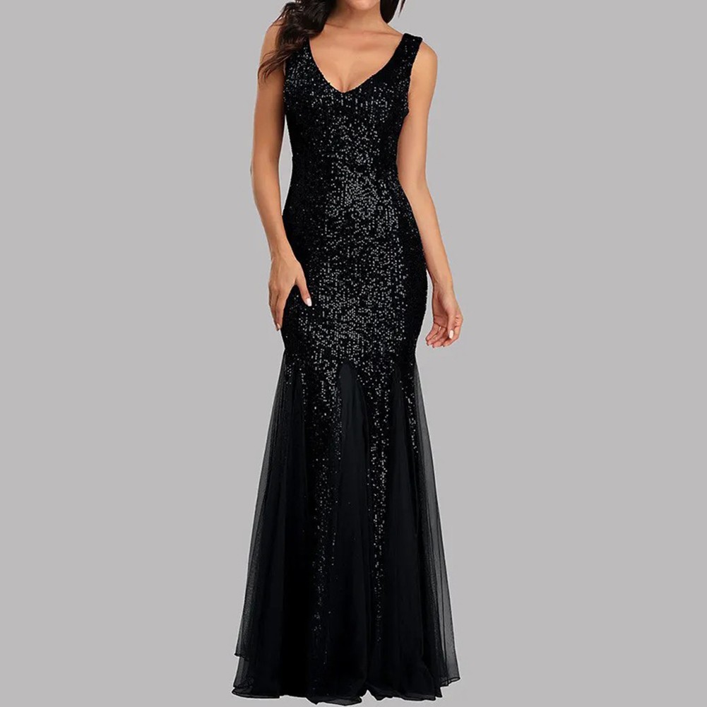 Stylish Sleeveless Womens Sequins Fishtail Dress with Attractive Design - Picture 13 of 17