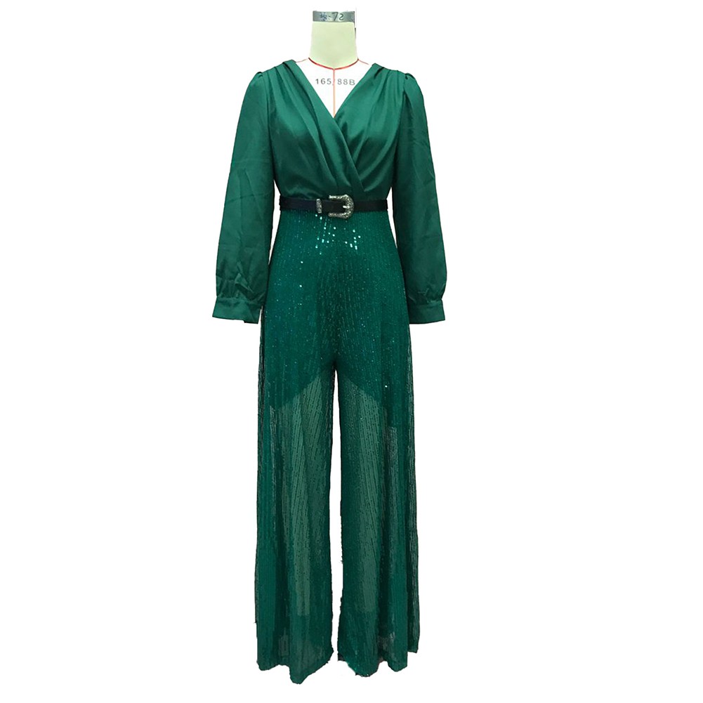 Trendiger Damen Jumpsuit mit weitem Bein, lockerer Passform und Pailletten für Stil - Bild 16 von 17