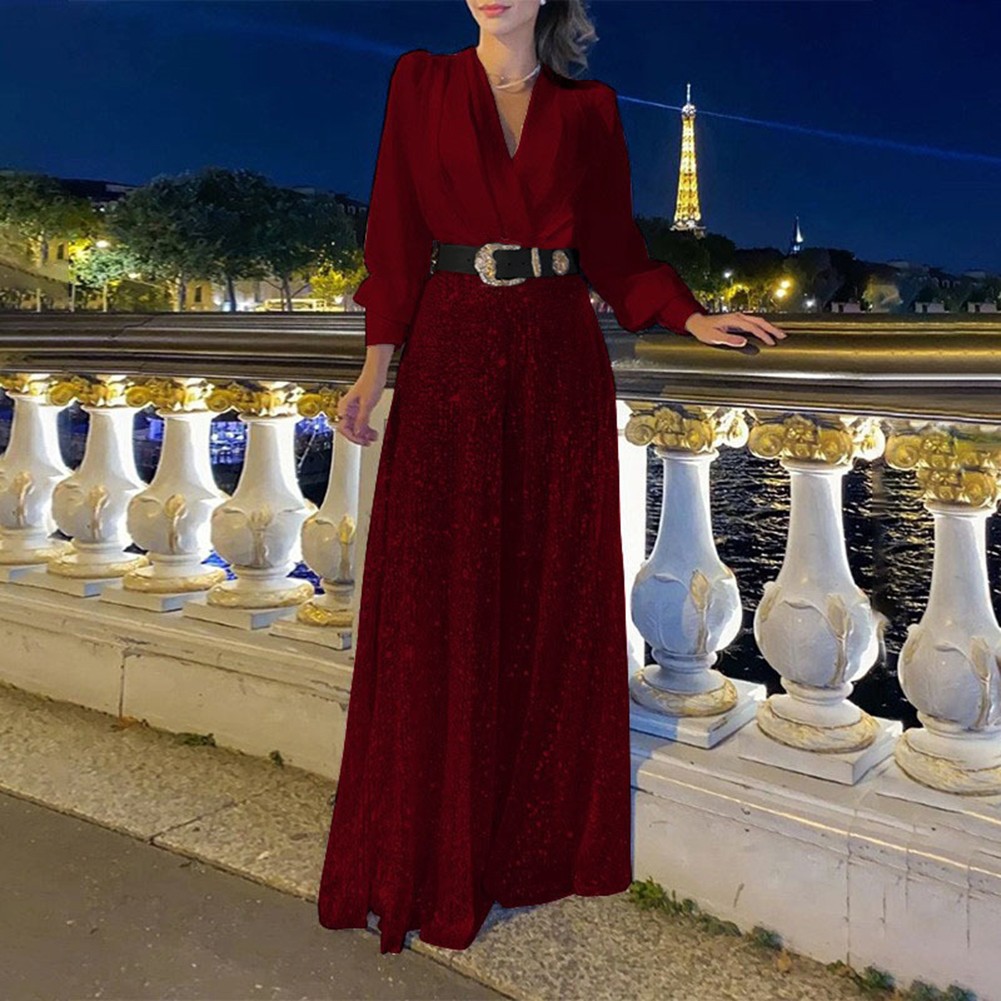 Trendiger Damen Jumpsuit mit weitem Bein, lockerer Passform und Pailletten für Stil - Bild 13 von 17