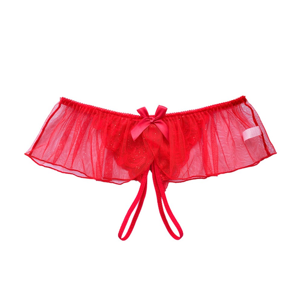 Fashionable Womens Hollow Lace TBack Low Waist Crotchless Undergarments - Picture 13 of 16
