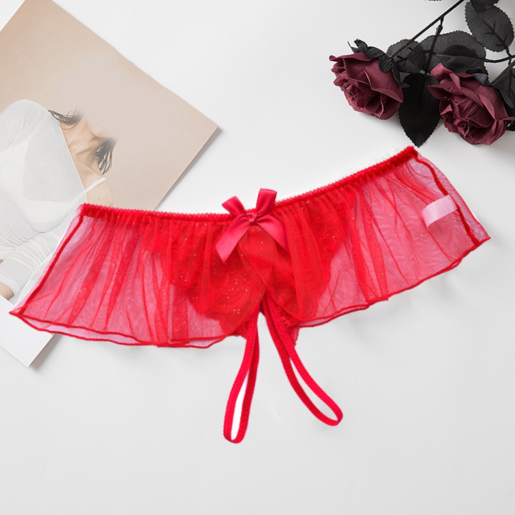 Fashionable Womens Hollow Lace TBack Low Waist Crotchless Undergarments - Picture 14 of 16