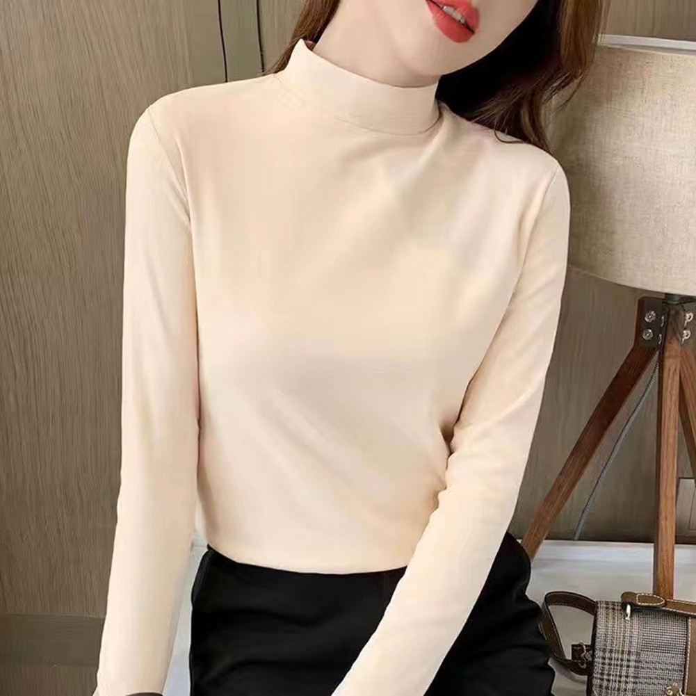 Soft Velvet Turtleneck Shirt for Women Casual Style in Fall and Winter