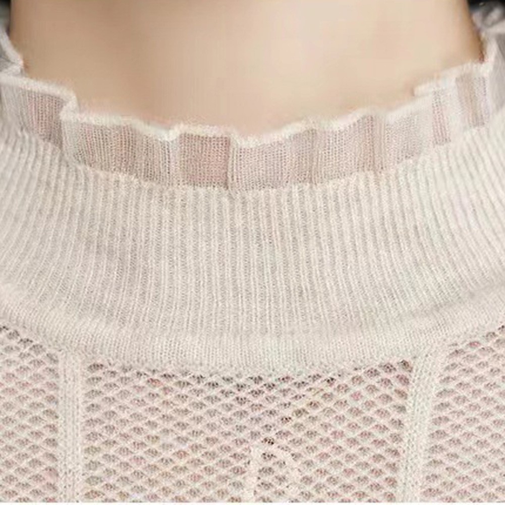 Lace Mock Neck Solid Color Women Sweater for Casual Autumn Winter Style - Picture 23 of 28