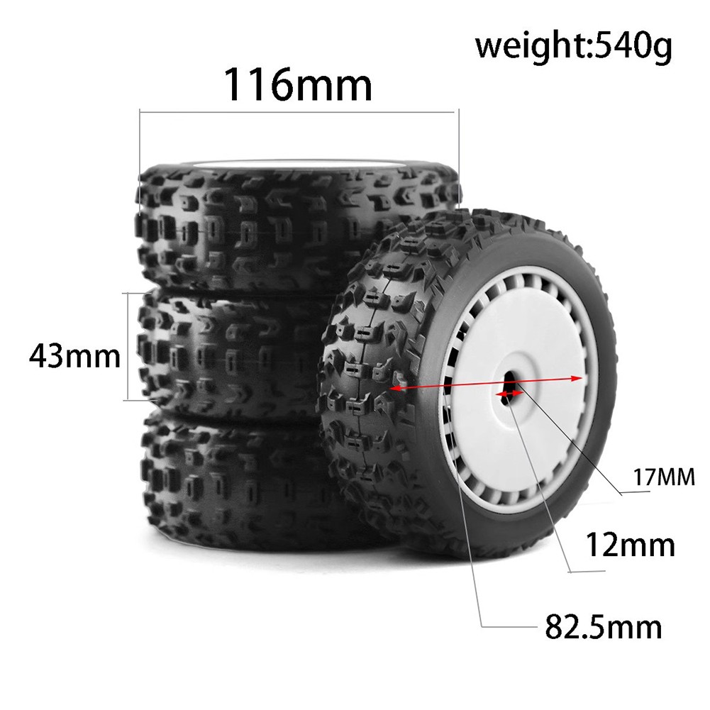 Lot de quatre pneus caoutchouc 17mm pour ARRMA et pour KYOSHO pour mod��les BUGG - Photo 23 sur 23