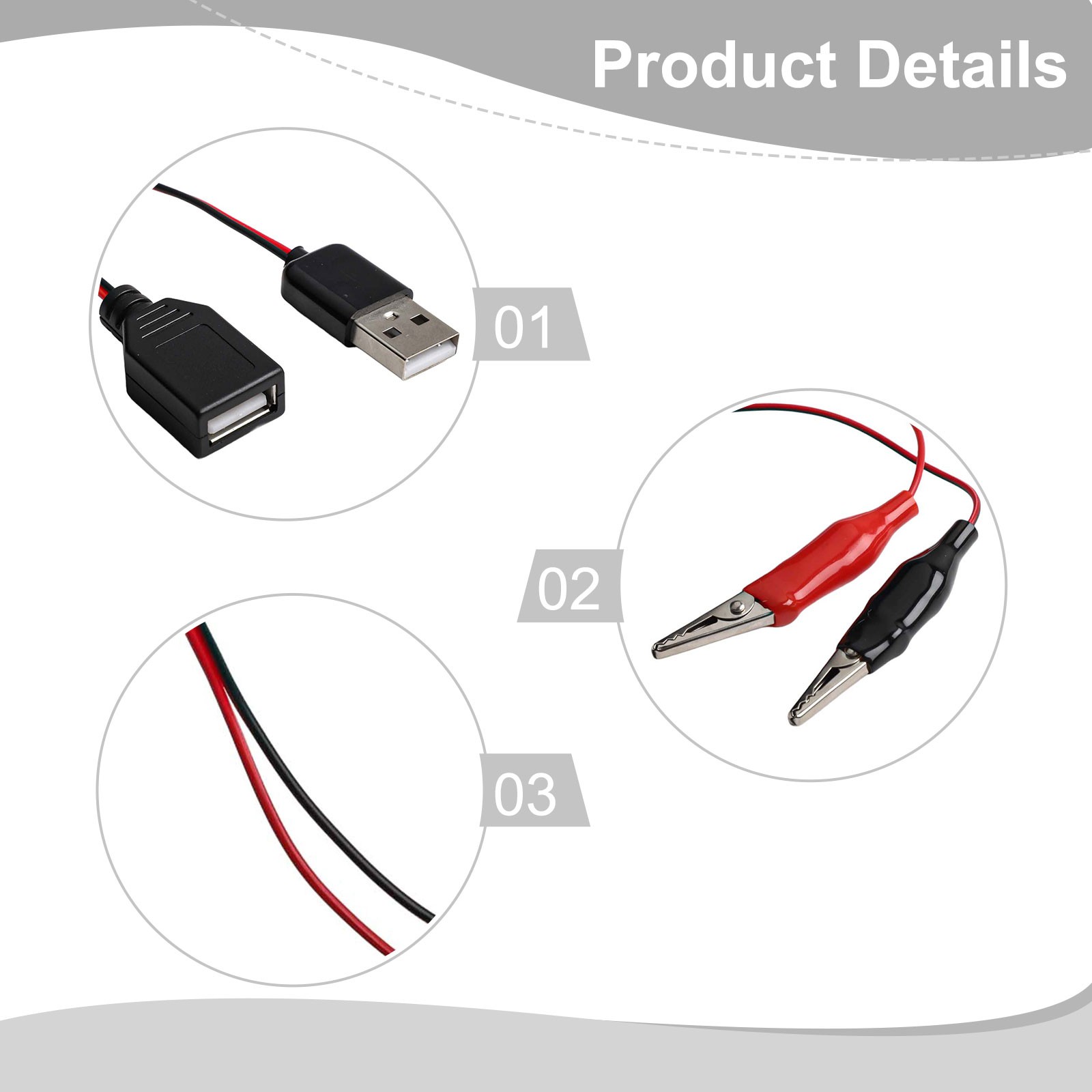 For Alligator Clip Test Cable USB Male to Female Power Connection 60CM - Picture 23 of 31