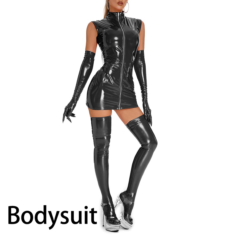 Trendy Women Mini Dress in PU Leather Ideal for Holidays and Vacations - Bild 15 von 26