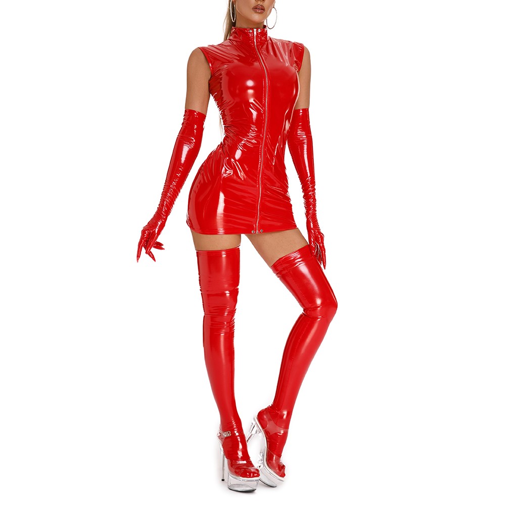 Trendy Women Mini Dress in PU Leather Ideal for Holidays and Vacations - Bild 24 von 26