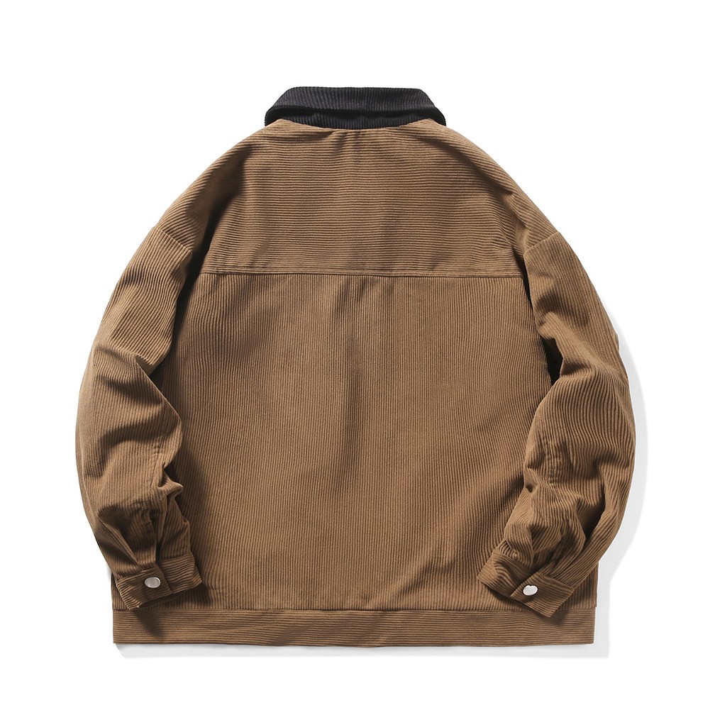 Spring Autumn Mens Corduroy Jacket Fashion Color Patchwork Oversized Fit - Picture 43 of 56