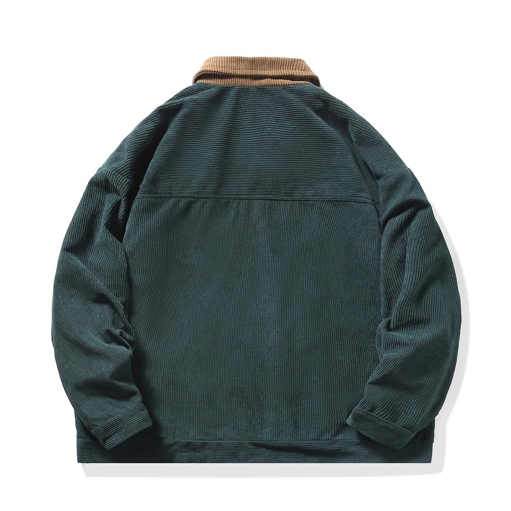 Spring Autumn Mens Corduroy Jacket Fashion Color Patchwork Oversized Fit - Picture 34 of 56