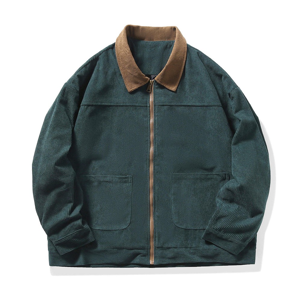 Spring Autumn Mens Corduroy Jacket Fashion Color Patchwork Oversized Fit - Picture 33 of 56