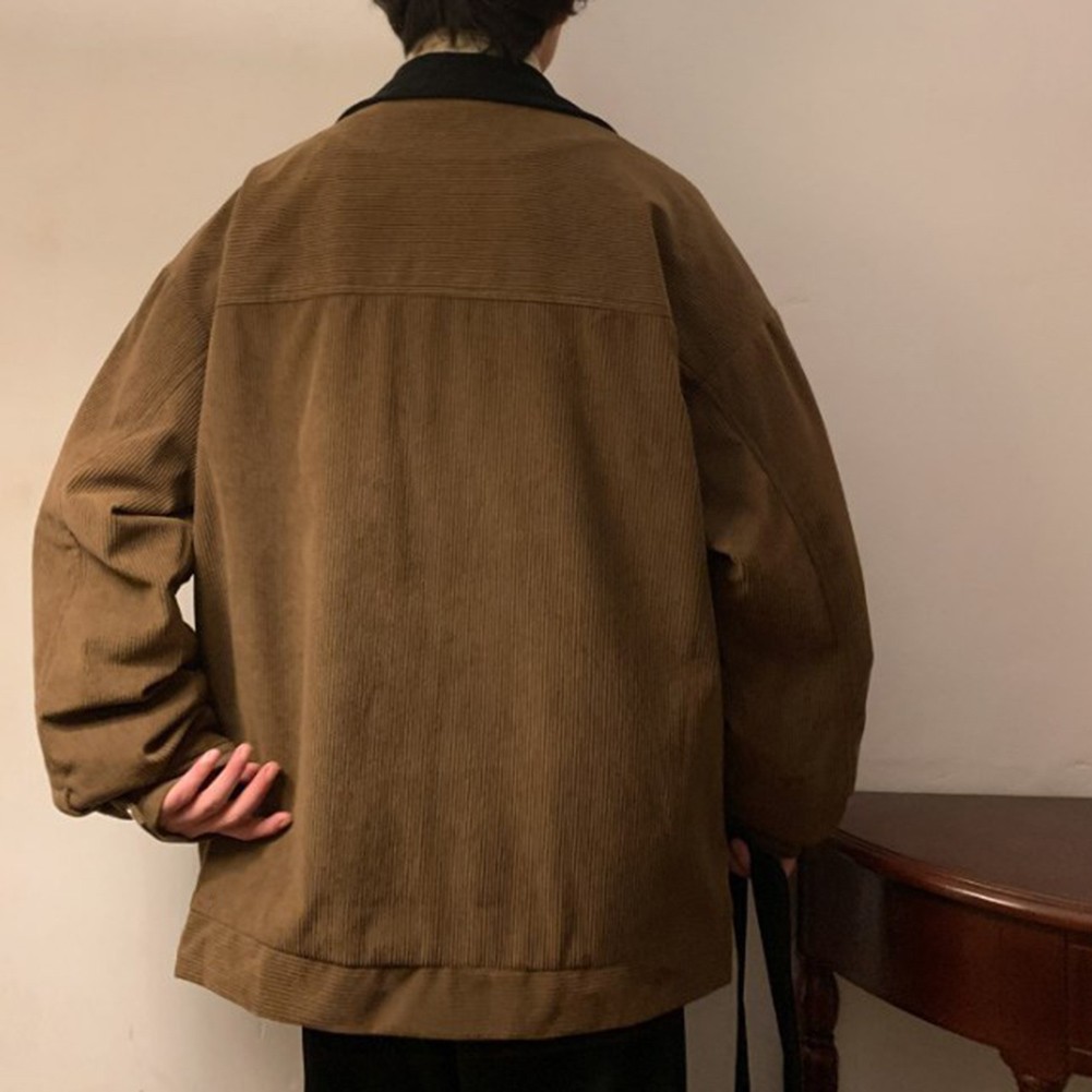 Spring Autumn Mens Corduroy Jacket Fashion Color Patchwork Oversized Fit - Picture 42 of 56