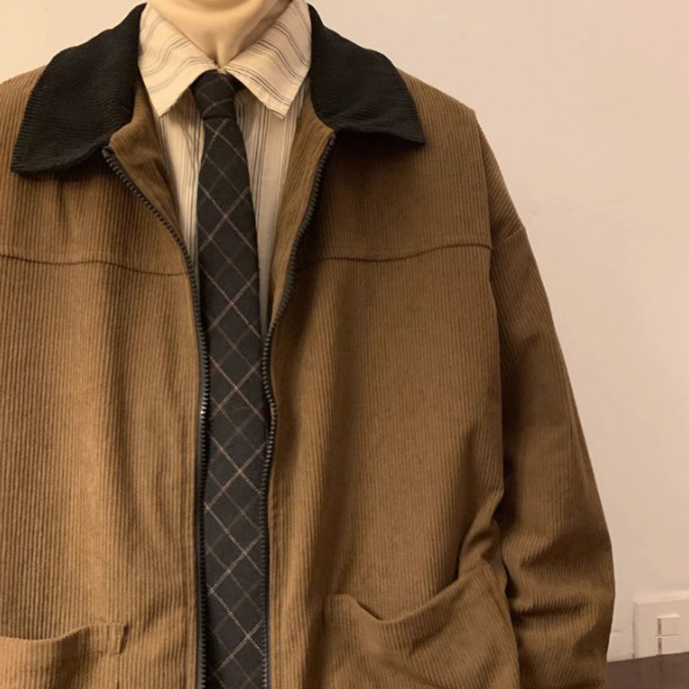 Spring Autumn Mens Corduroy Jacket Fashion Color Patchwork Oversized Fit - Picture 41 of 56