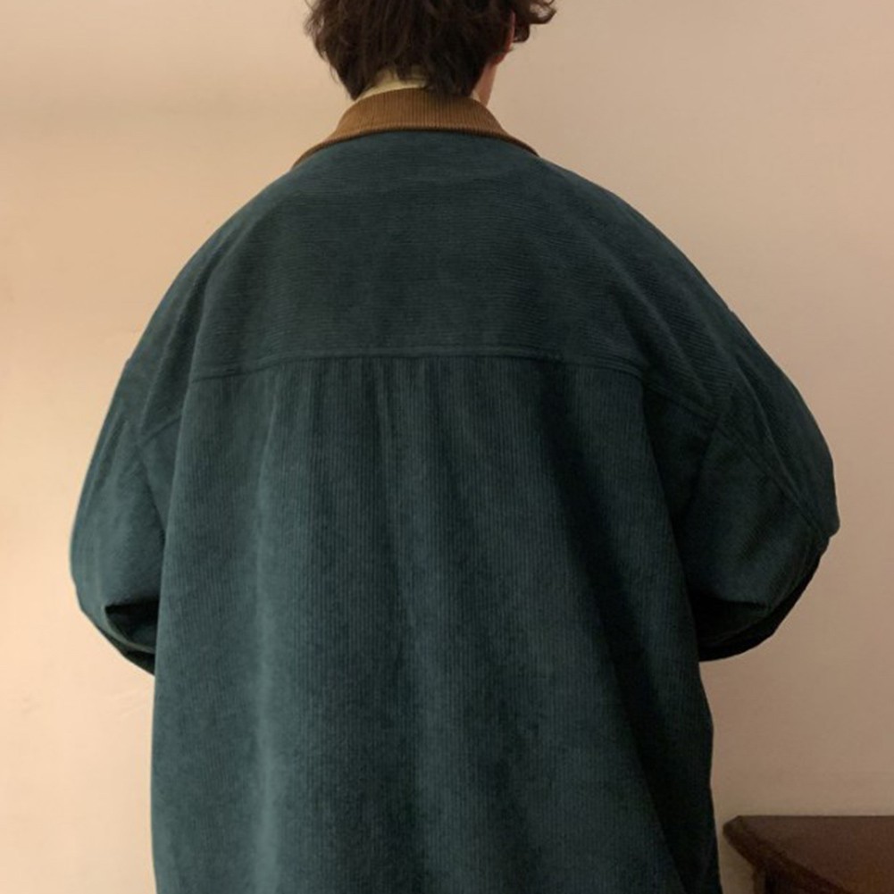 Spring Autumn Mens Corduroy Jacket Fashion Color Patchwork Oversized Fit - Picture 30 of 56