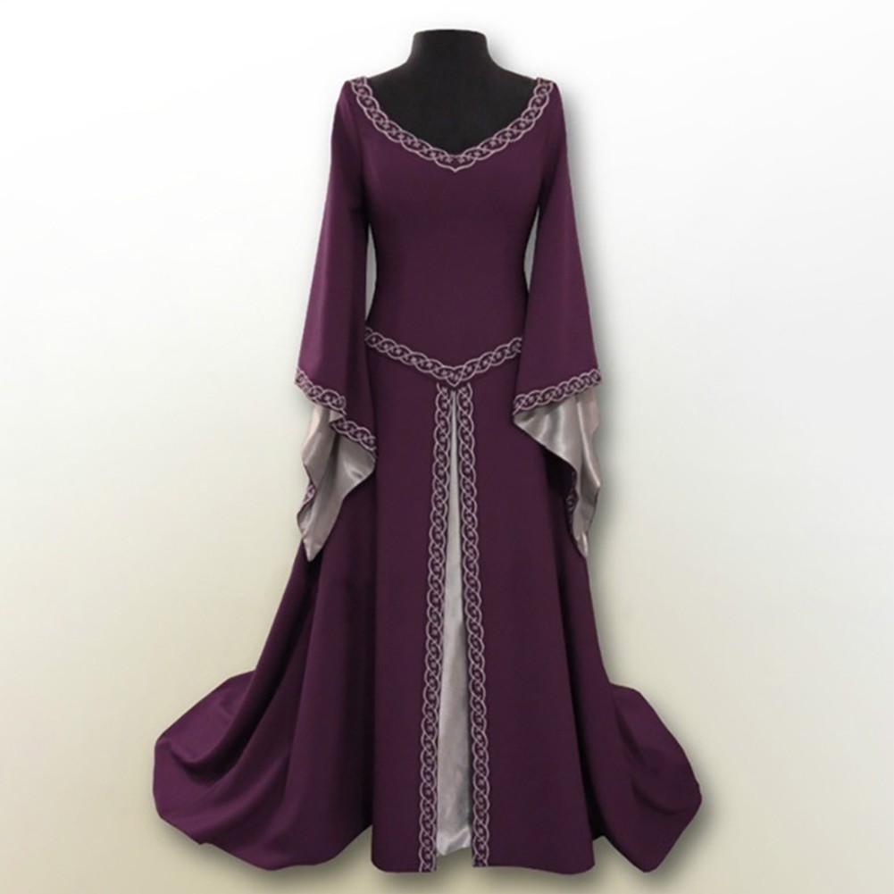 Renaissance Themed Womens Costume Maxi Dress Featuring Exquisite Craftsmanship - Picture 9 of 16