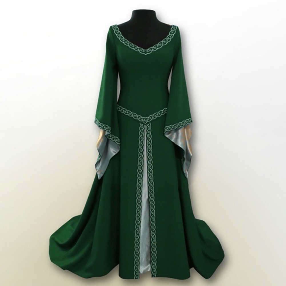 Renaissance Themed Womens Costume Maxi Dress Featuring Exquisite Craftsmanship - Picture 11 of 16